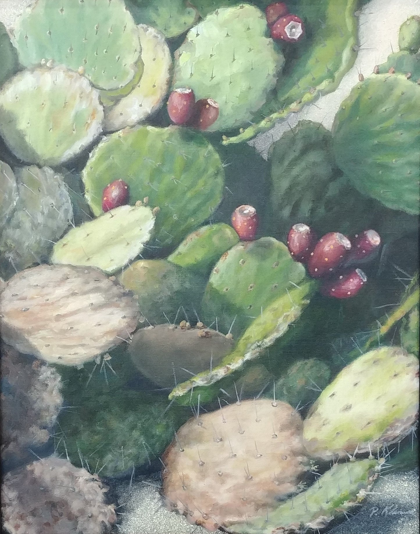 Desert Still Life, Cactus Original Oil Painting 20 x 16