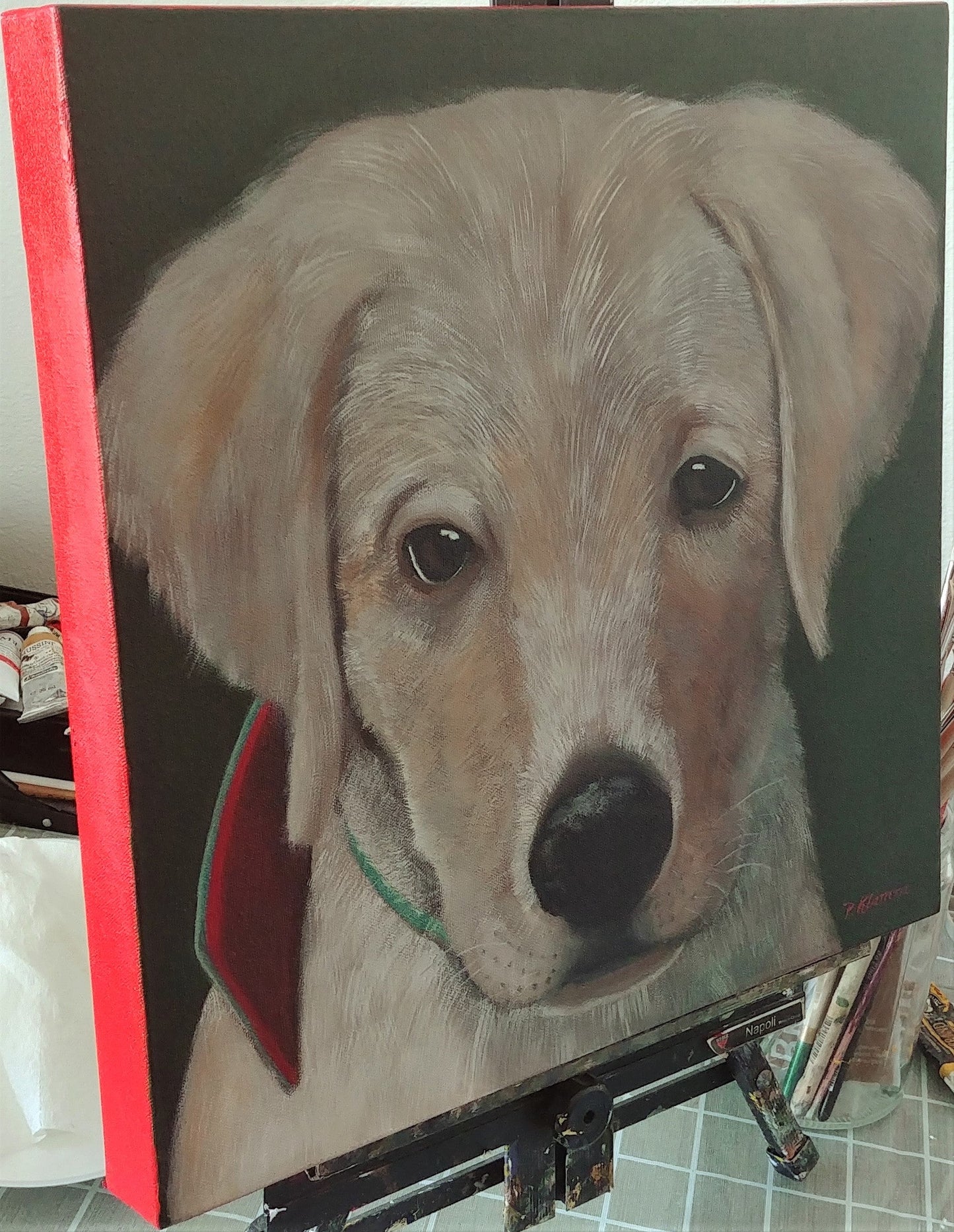 Golden, Original Oil Painting 16 x 16