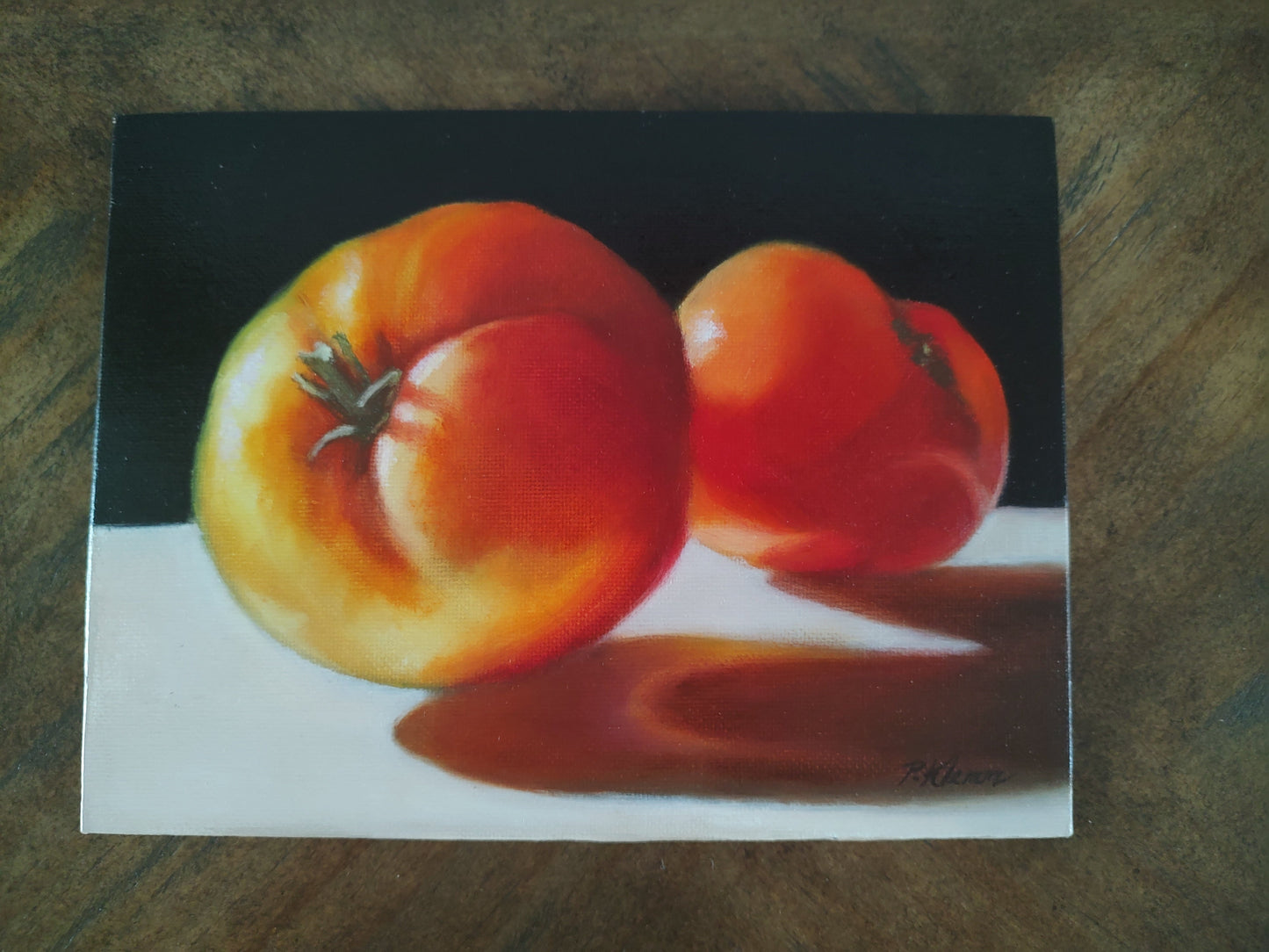 Tomato Reflections, Original Small Oil Painting 6 x 8 Unframed