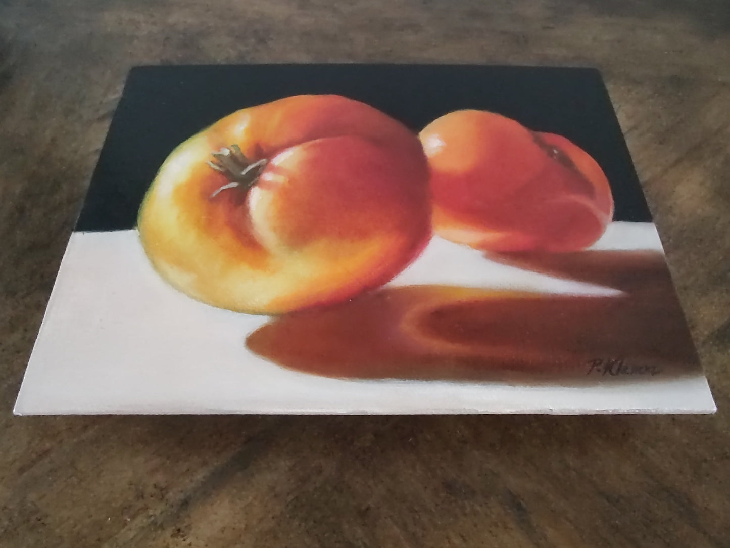 Tomato Reflections, Original Small Oil Painting 6 x 8 Unframed