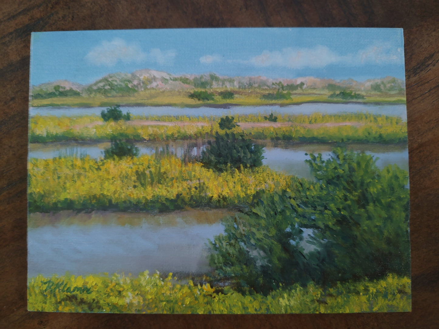 Coastal Gold, Original Small Landscape Oil Painting 6 x 8 Unframed