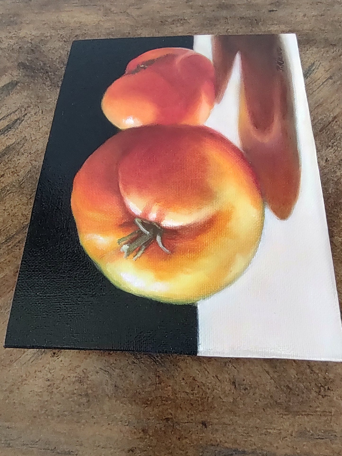 Tomato Reflections, Original Small Oil Painting 6 x 8 Unframed