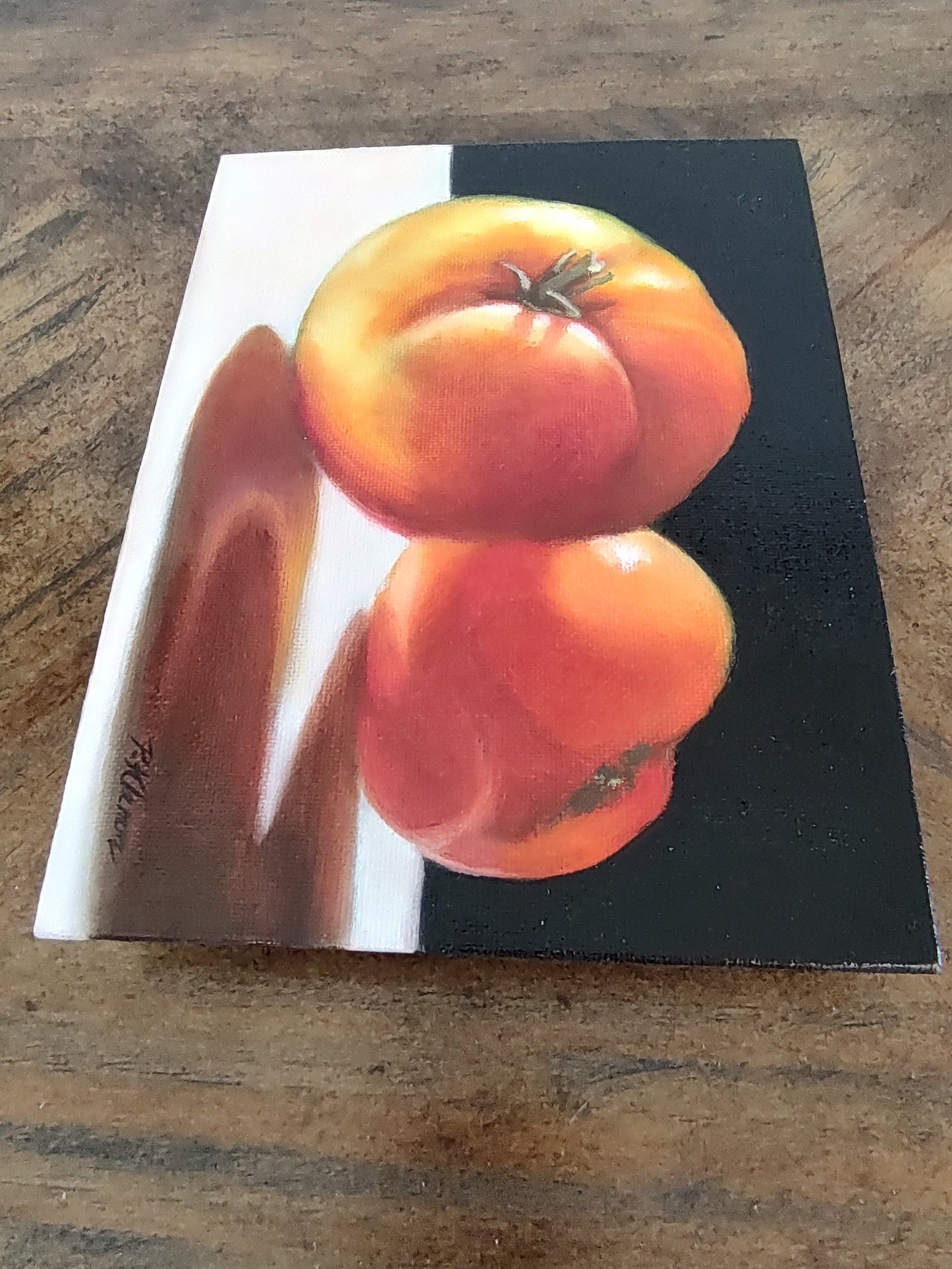 Tomato Reflections, Original Small Oil Painting 6 x 8 Unframed