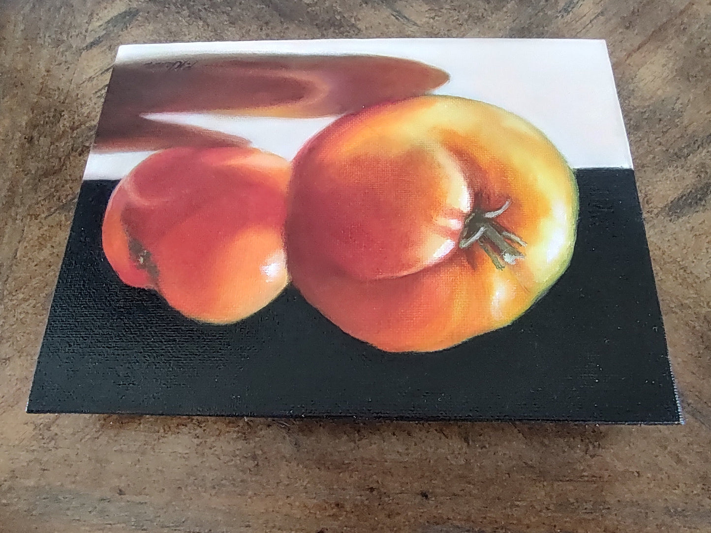 Tomato Reflections, Original Small Oil Painting 6 x 8 Unframed