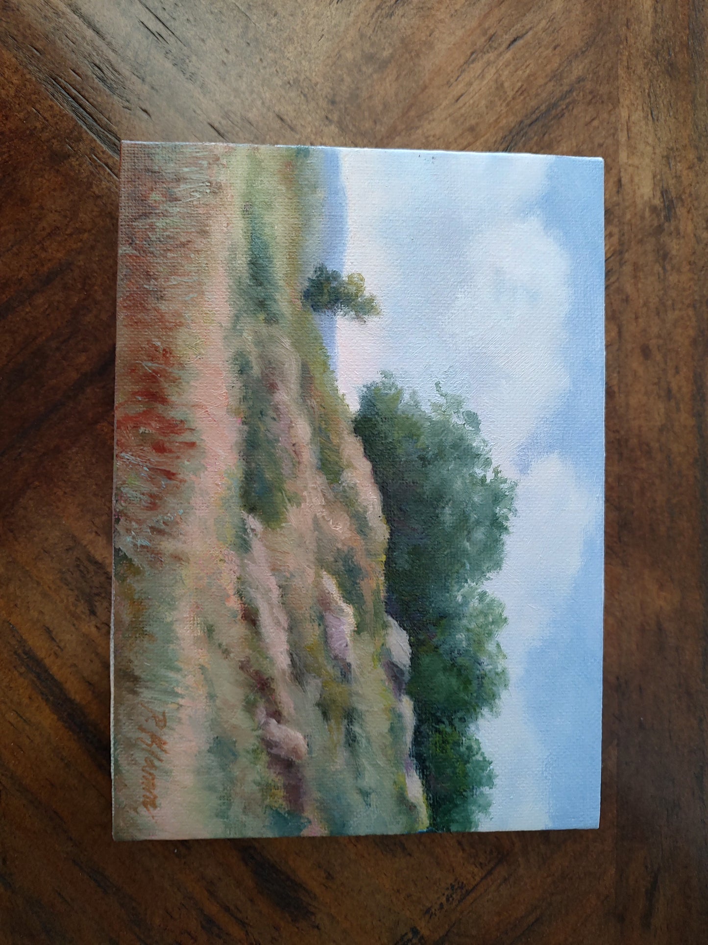 Chance of Rain, Original Small Landscape Painting 5 x 7 Unframed
