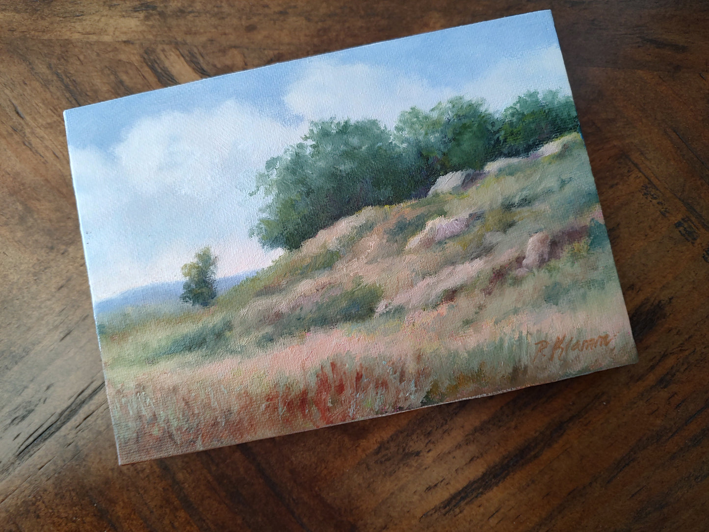 Chance of Rain, Original Small Landscape Painting 5 x 7 Unframed