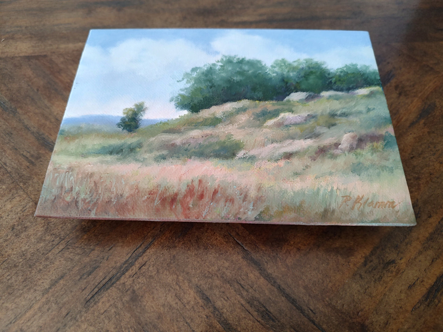 Chance of Rain, Original Small Landscape Painting 5 x 7 Unframed