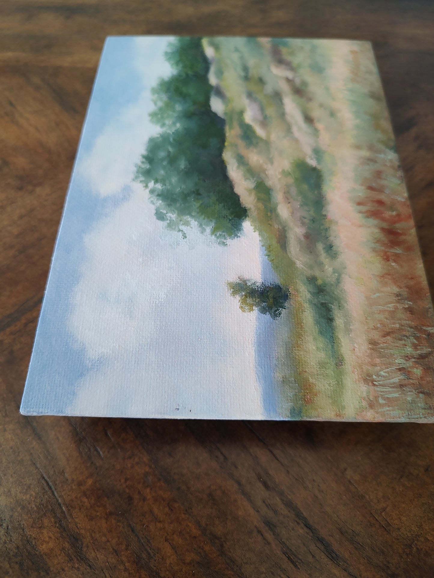 Chance of Rain, Original Small Landscape Painting 5 x 7 Unframed