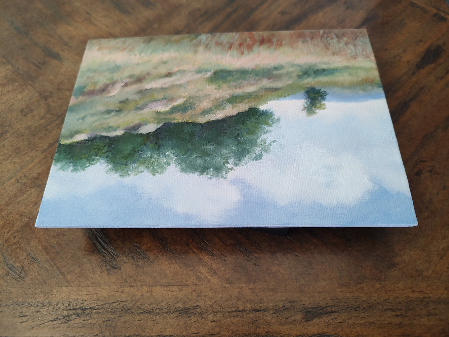 Chance of Rain, Original Small Landscape Painting 5 x 7 Unframed