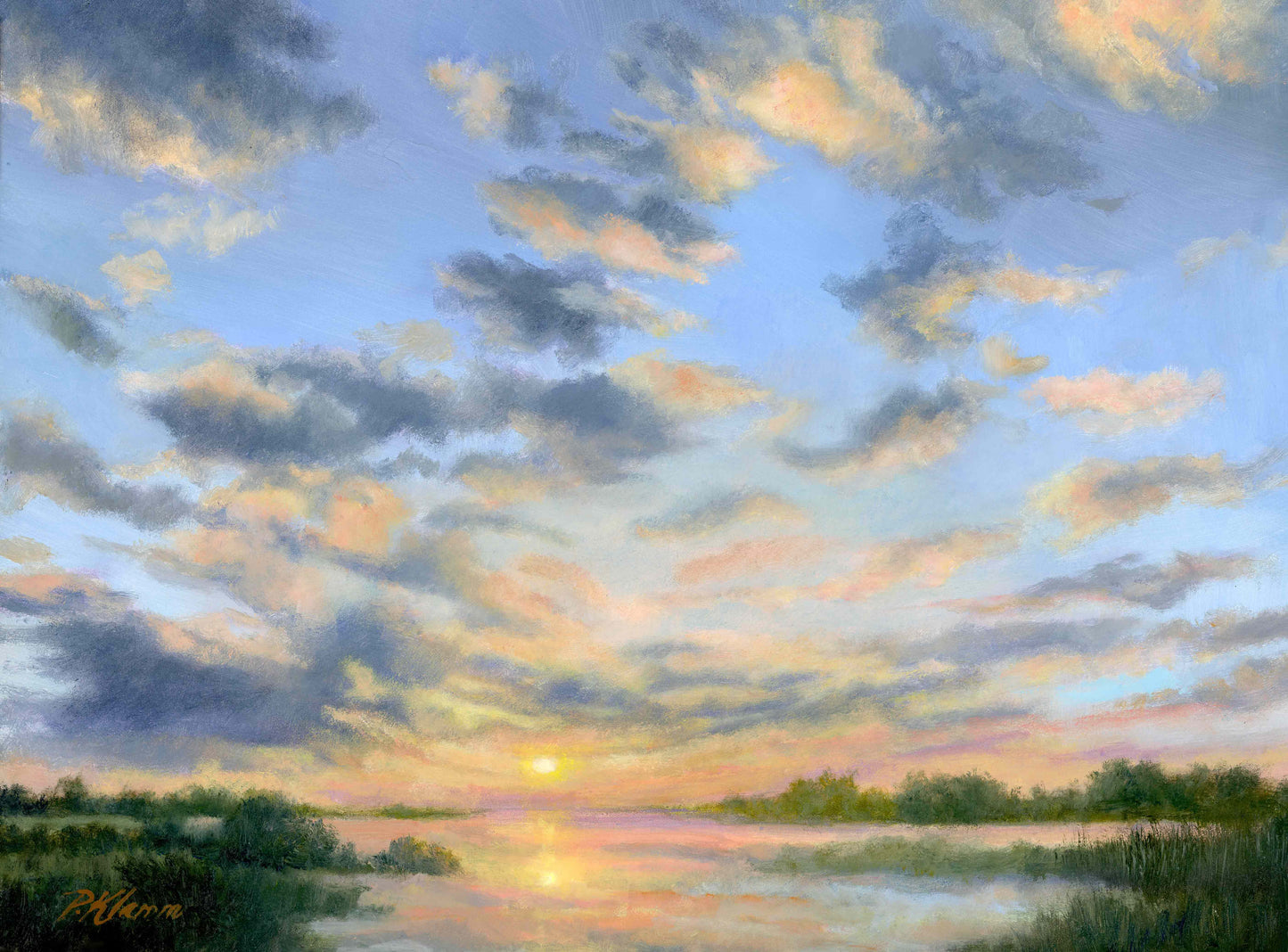 Marsh Lights Sunset, Fine Art Giclee Print
