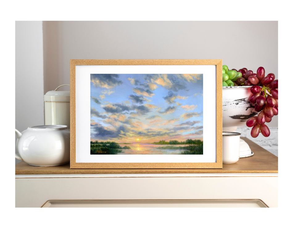 Marsh Lights Sunset, Fine Art Giclee Print
