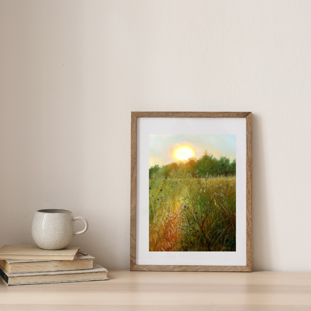 Meadow Interlude, Field Sunset Fine Art Giclee Print