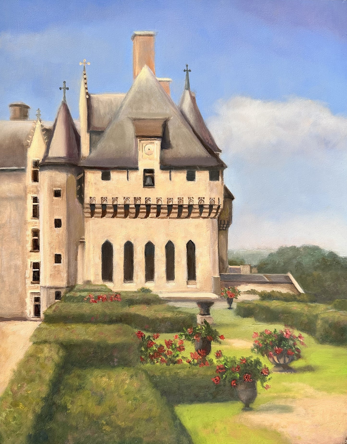 Chateau de Langeais, Original Landscape Oil Painting 14 x 11