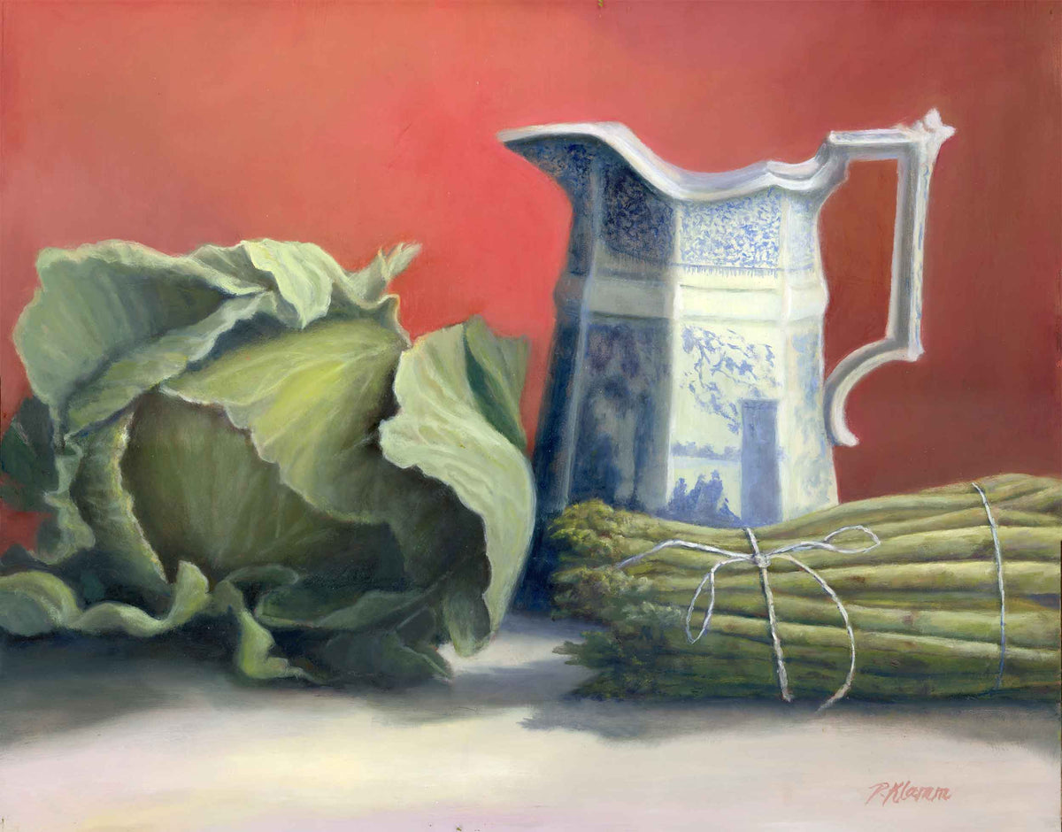 Cabbage and Asparagus, Fine Art Giclee Print