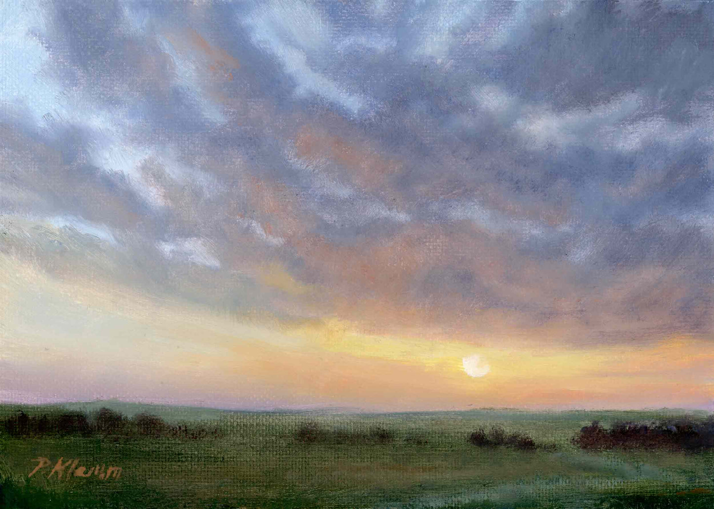 Sunset Hills, Original Small Landscape Painting 5 x 7 Unframed