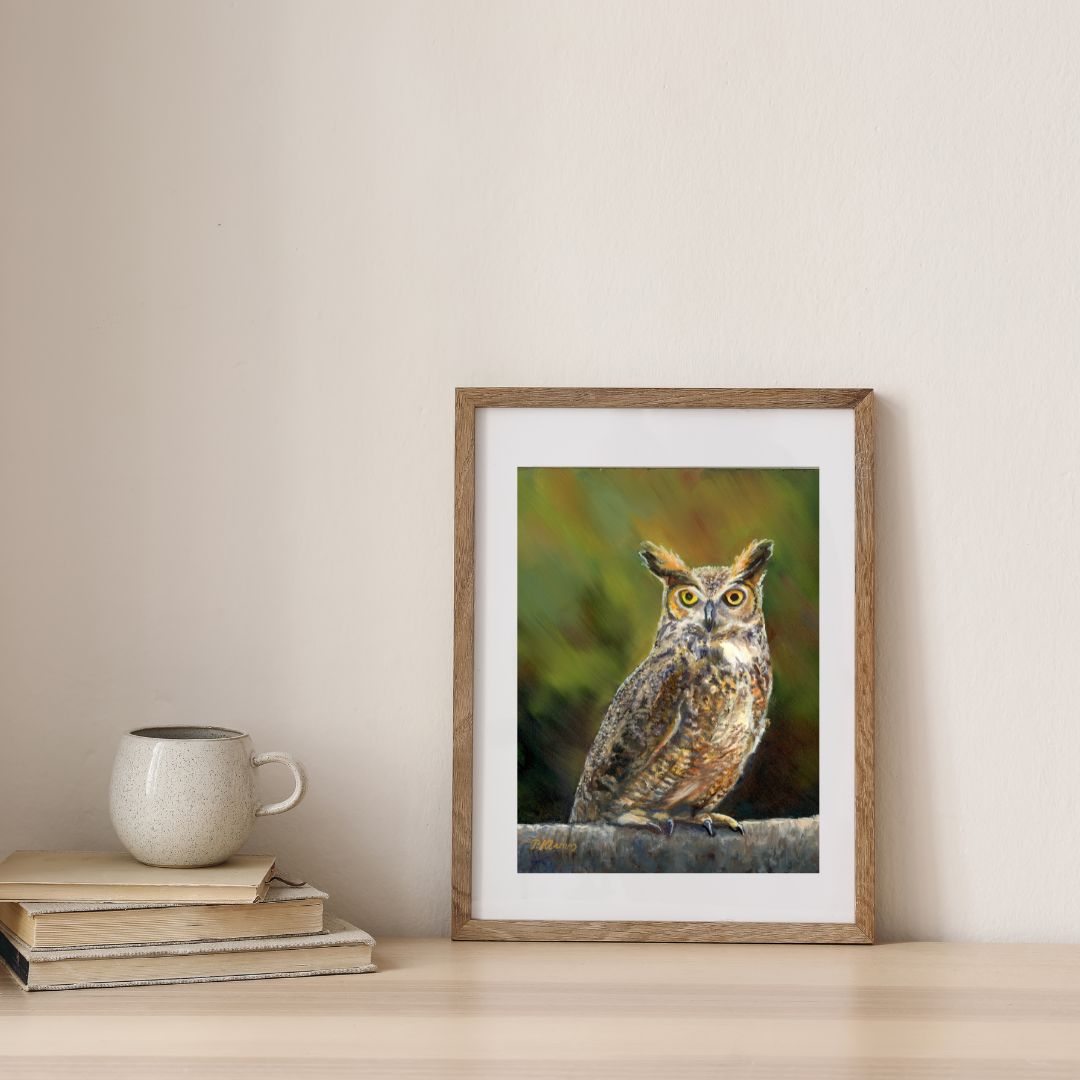 Horned Owl Print, Fine Art Giclee