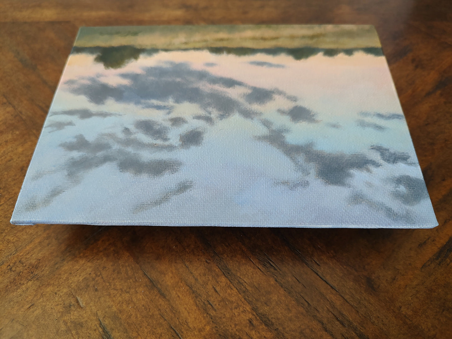 Pink and Blue Sky, Original Small Landscape Painting 5 x 7 Unframed