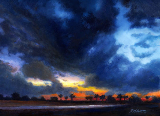 Last Glimpse, Original Small Landscape Oil Painting 9 x 12