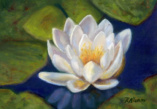 Little Lily, Original Small Floral Painting 5 x 7 Unframed