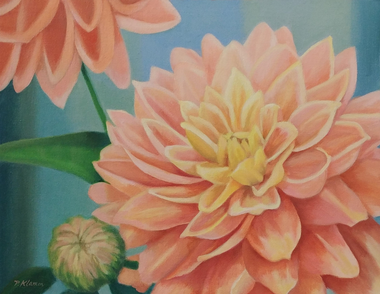 Dahlias, Original Floral Oil Painting 11 x 14