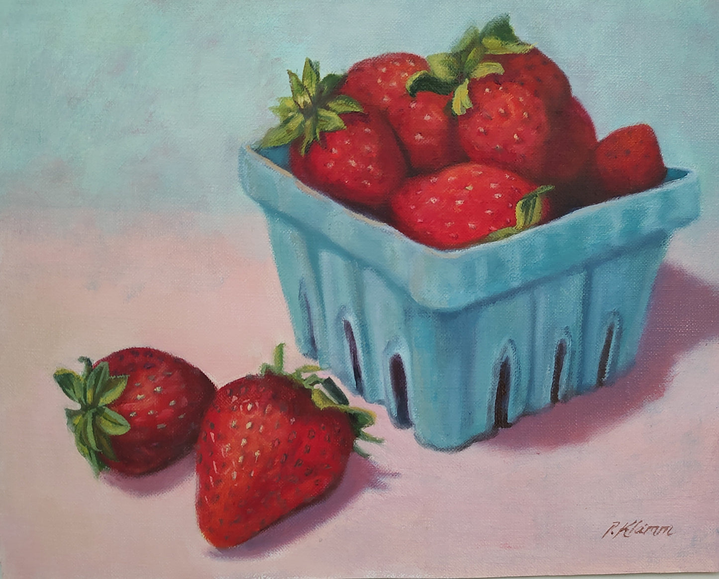 Farmer's Market Berries, Original Small Oil Painting 8 x 10