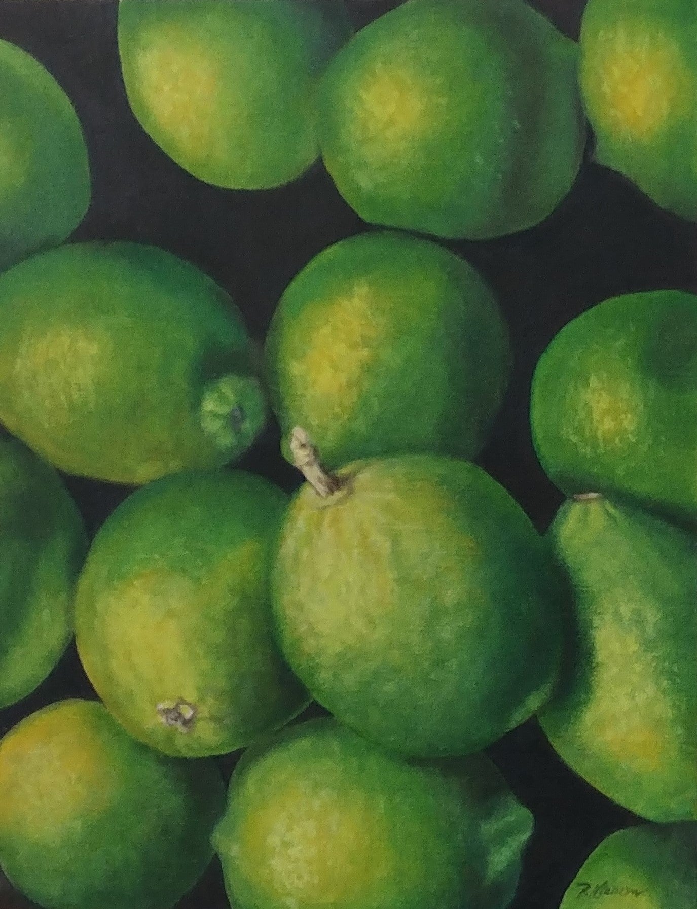 Fresh Limes, Original Floral Oil Painting 14 x 11