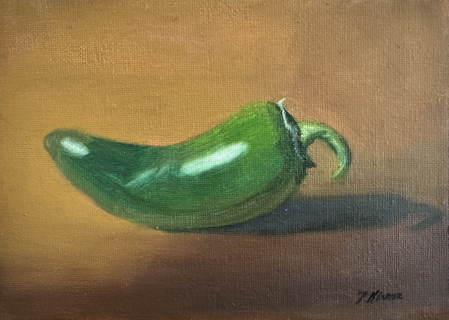 Jalapeno, Original Small Oil Painting 5 x 7 Unframed