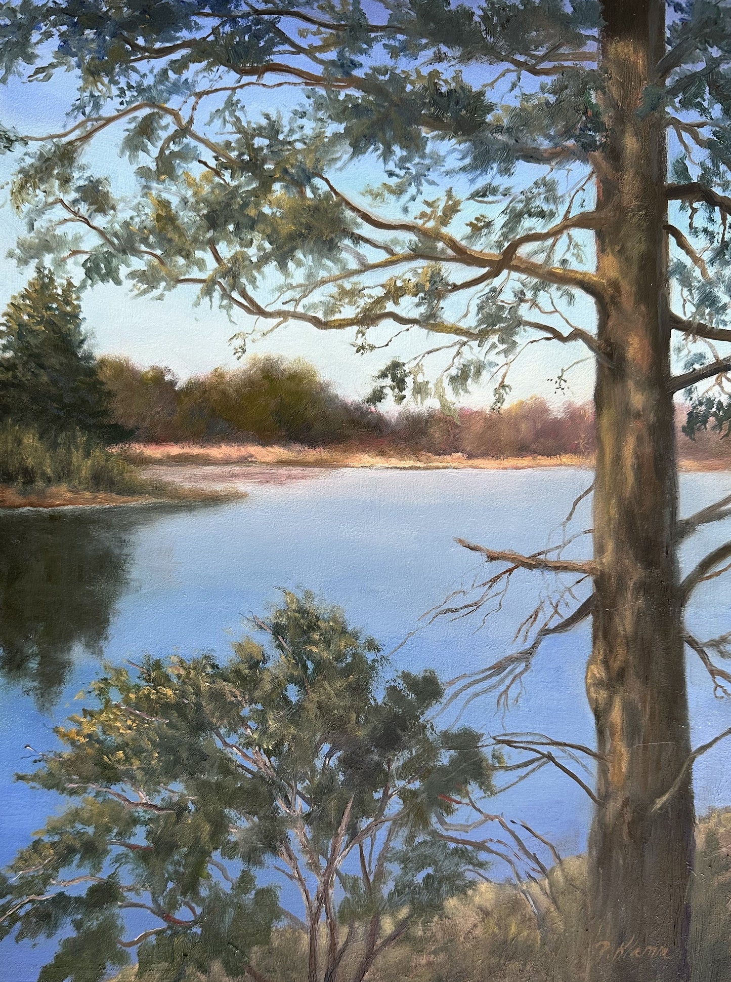 Lake View, Original Landscape Oil Painting 12 x 9