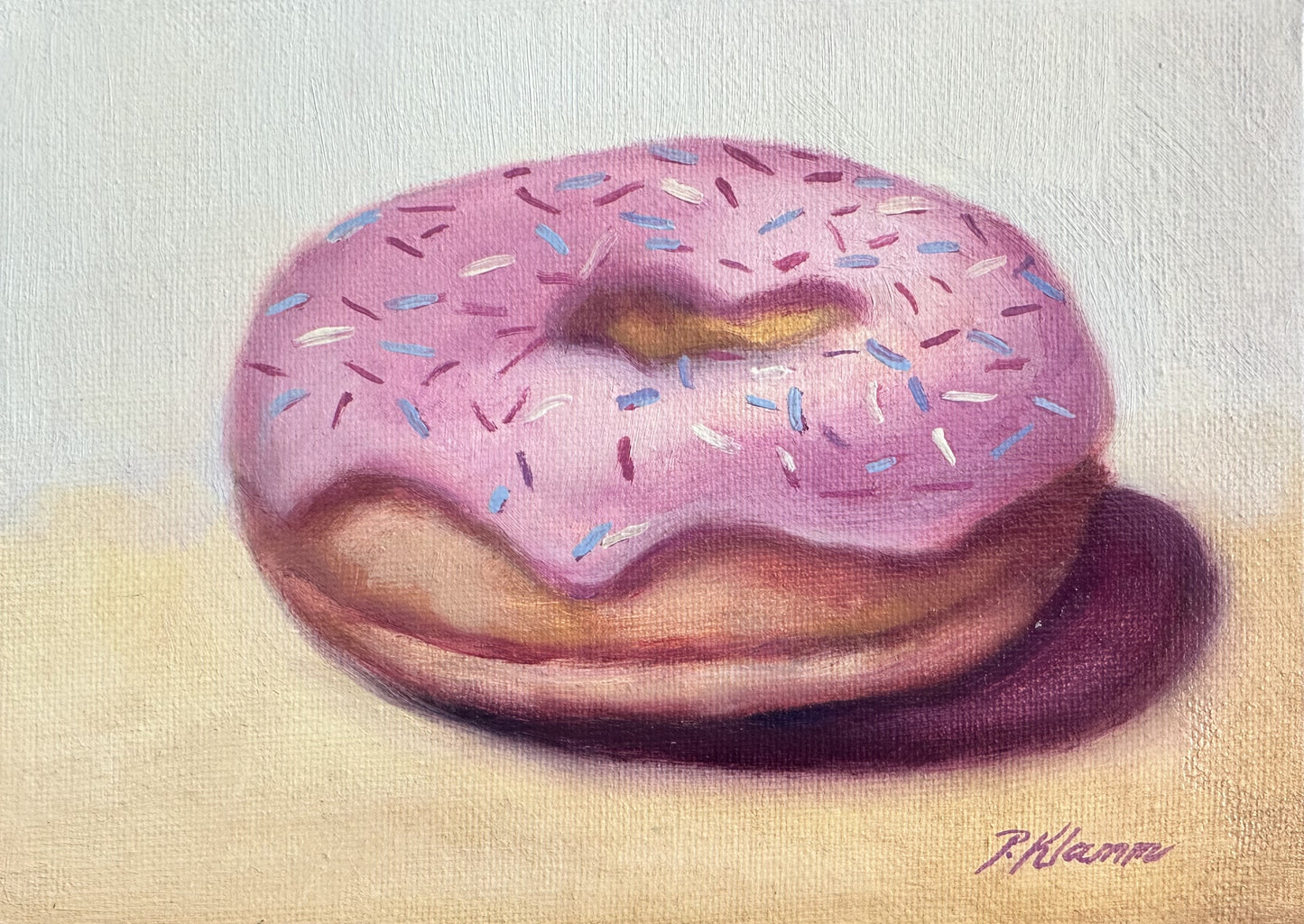 Pink with Sprinkles, Original Small Oil Painting 5 x 7 Unframed