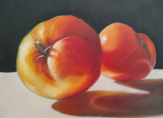 Tomato Reflections, Original Small Oil Painting 6 x 8 Unframed