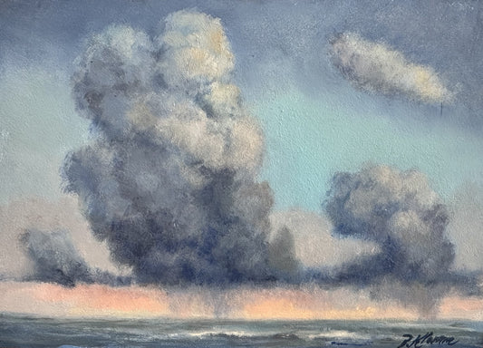 Billowing Clouds, Original Small Landscape Painting 5 x 7 Unframed