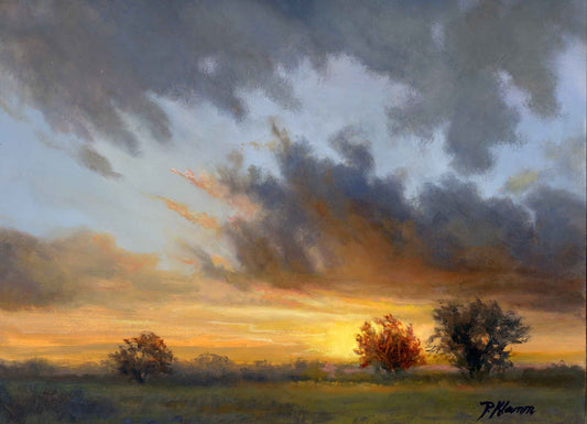 Prairie Skies, Original Small Landscape Oil Painting 9 x 12