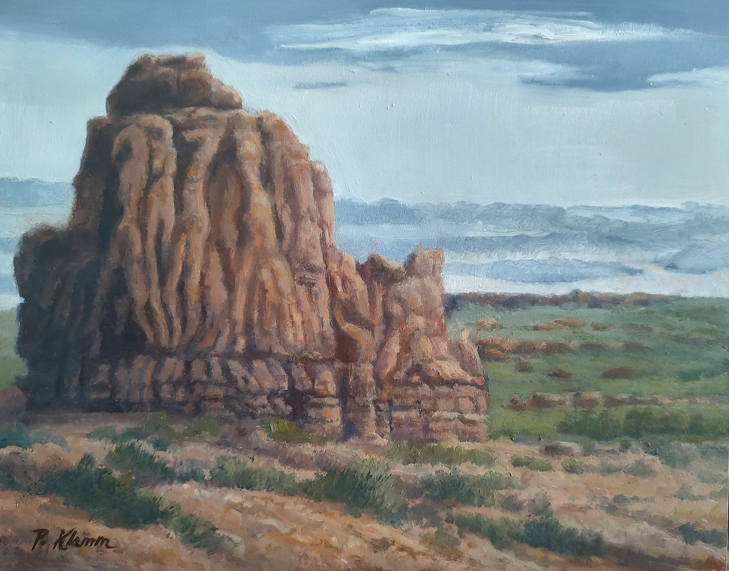 Red Rocks, Original Small Landscape Oil Painting 8 x 10