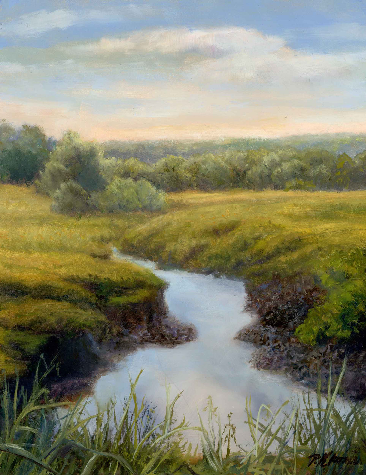 Spring Creek, Original Small Landscape Oil Painting 8 x 10