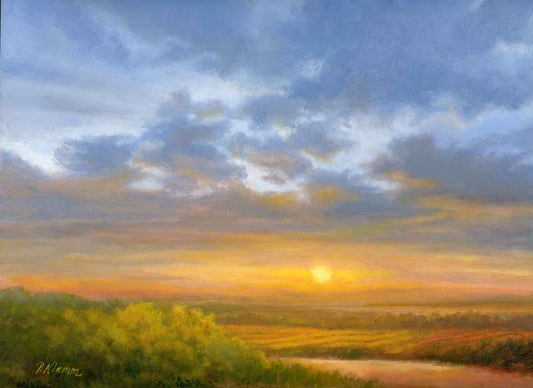 Golden Glow, Original Small Landscape Oil Painting 9 x 12